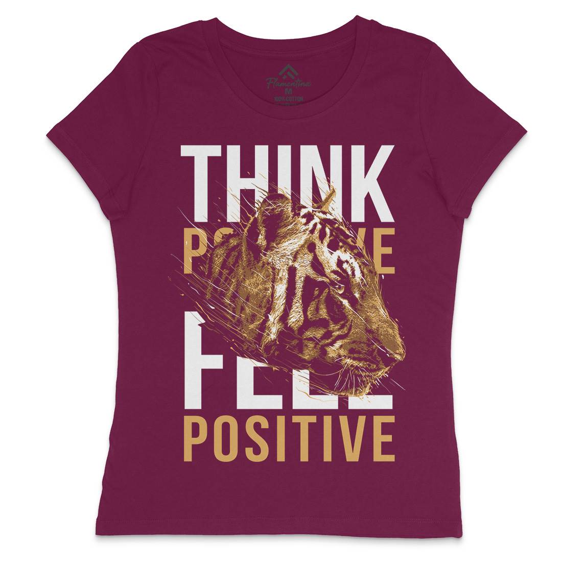 Tiger Think Positive Womens Crew Neck T-Shirt Animals B769