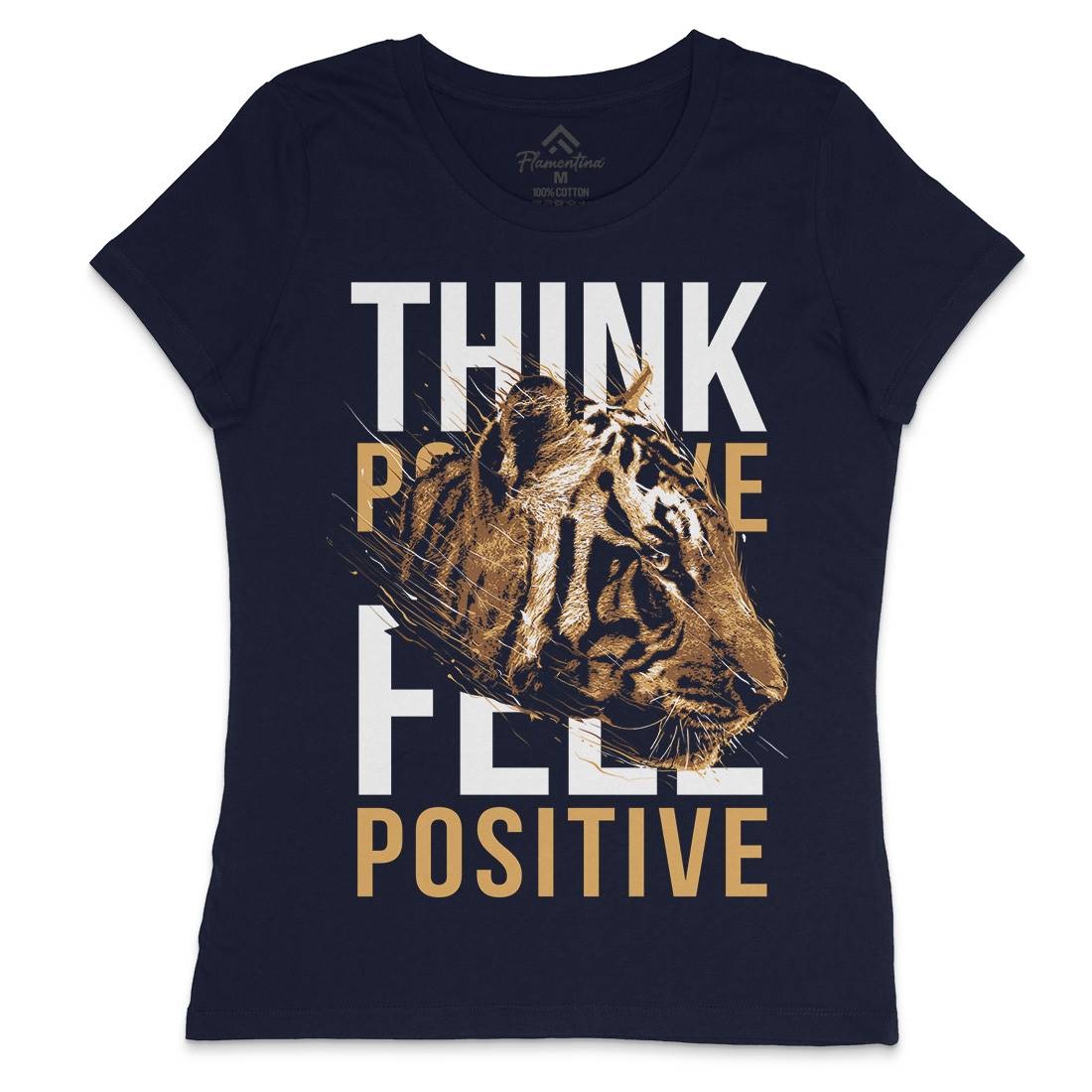 Tiger Think Positive Womens Crew Neck T-Shirt Animals B769