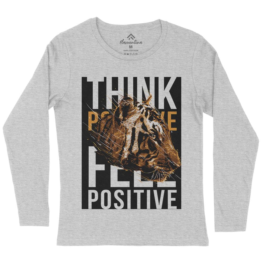 Tiger Think Positive Womens Long Sleeve T-Shirt Animals B769