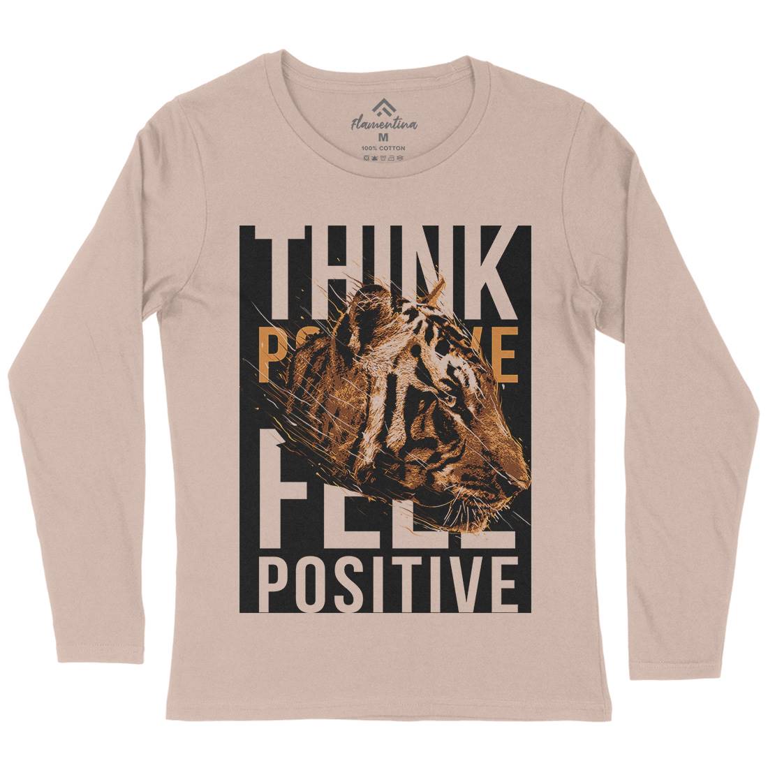 Tiger Think Positive Womens Long Sleeve T-Shirt Animals B769