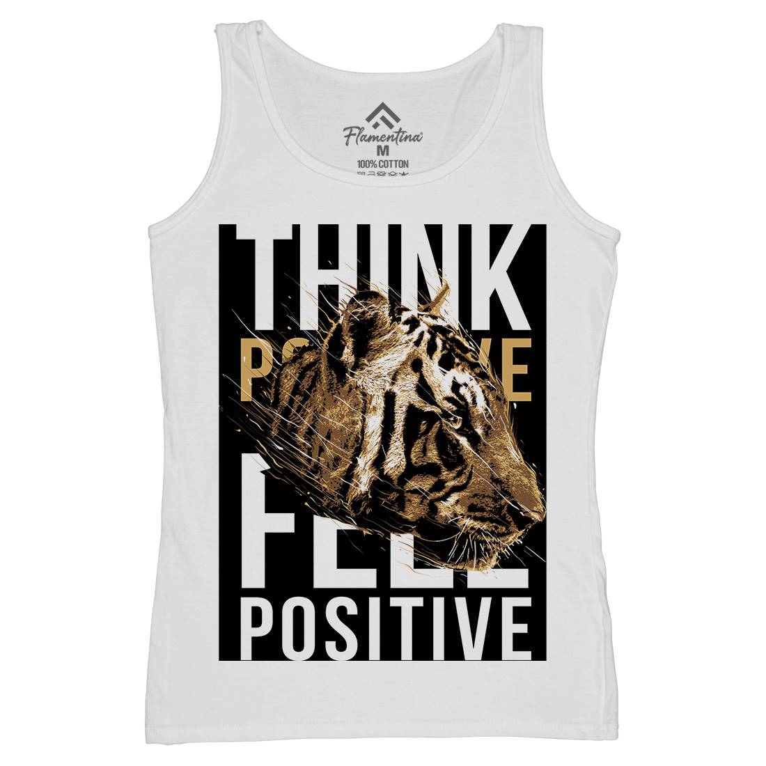 Tiger Think Positive Womens Organic Tank Top Vest Animals B769