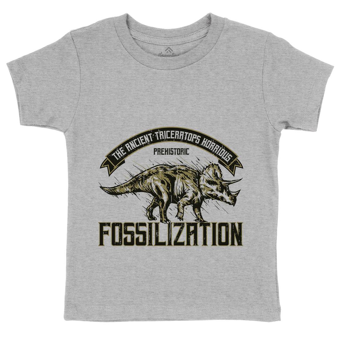 Triceratops Fossil Kids Organic Crew Neck T-Shirt Animals B770