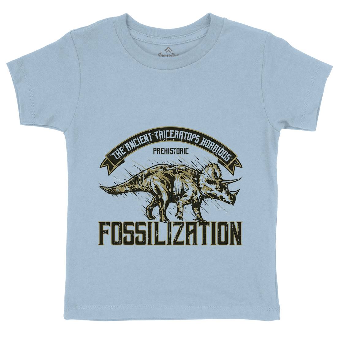 Triceratops Fossil Kids Organic Crew Neck T-Shirt Animals B770