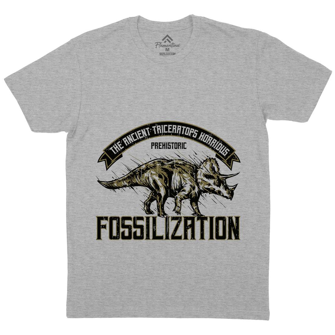 Triceratops Fossil Mens Crew Neck T-Shirt Animals B770