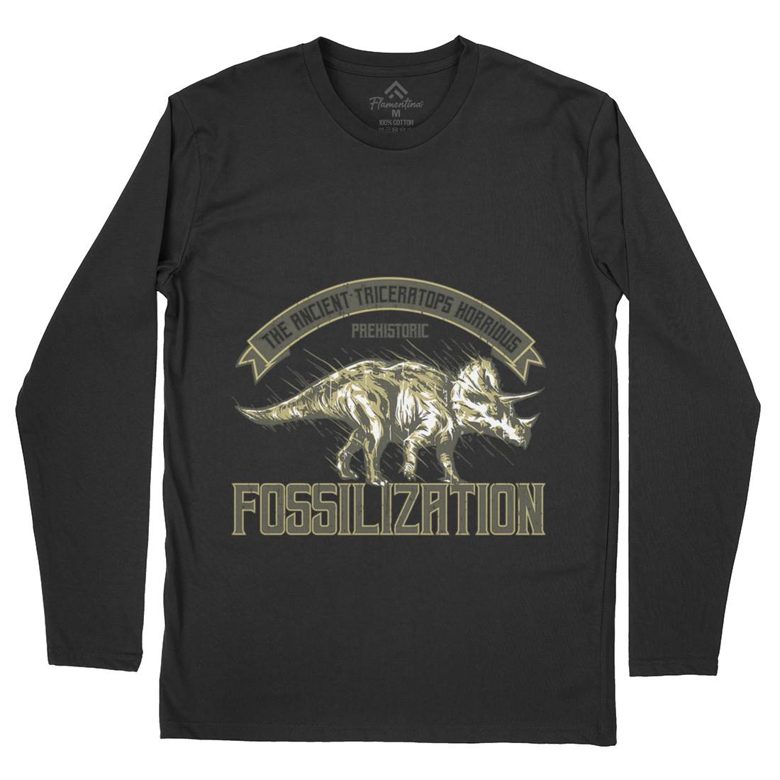 Triceratops Fossil Mens Long Sleeve T-Shirt Animals B770