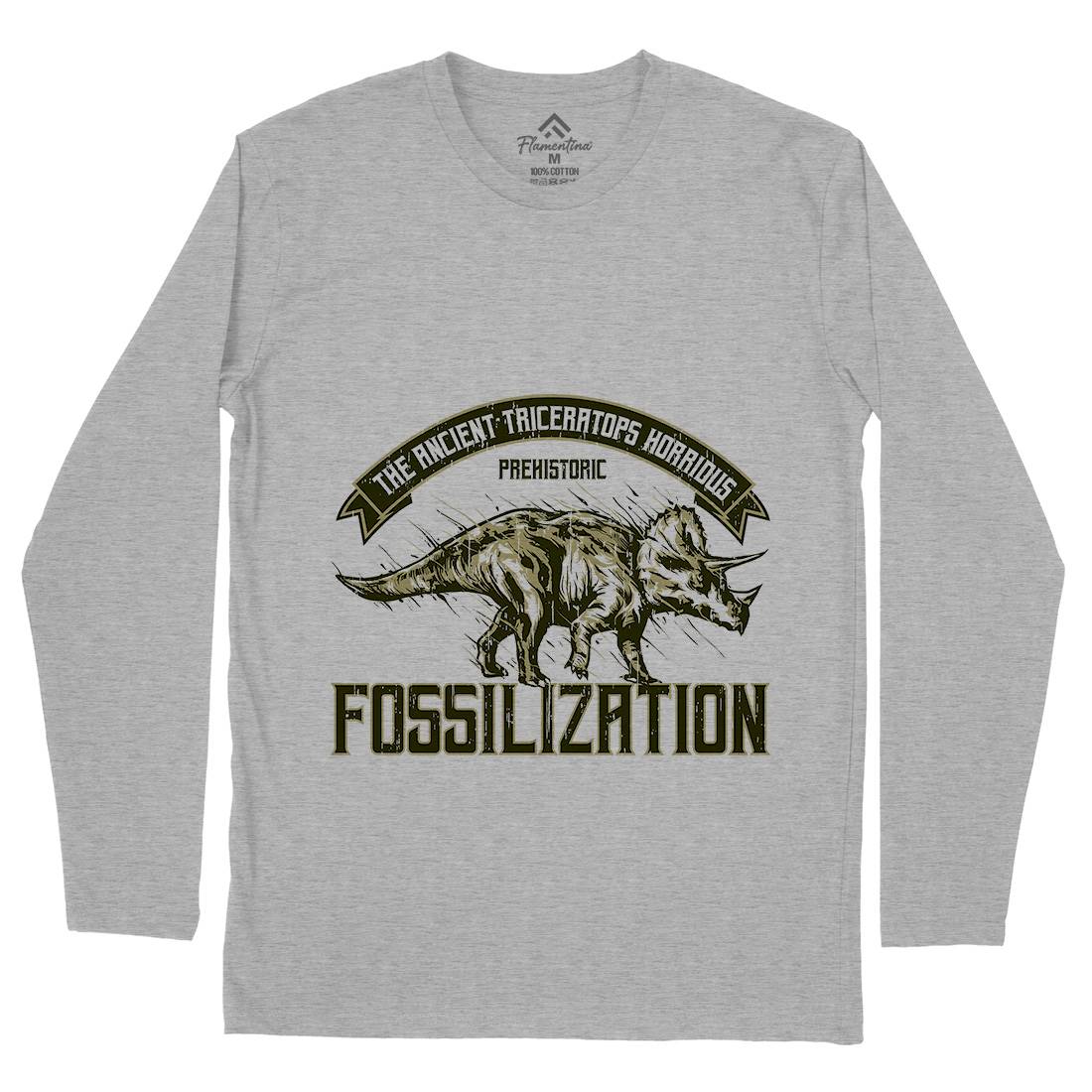 Triceratops Fossil Mens Long Sleeve T-Shirt Animals B770