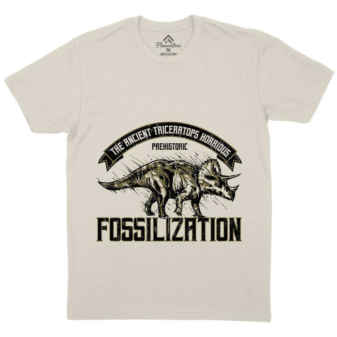Triceratops Fossil Mens Organic Crew Neck T-Shirt Animals B770