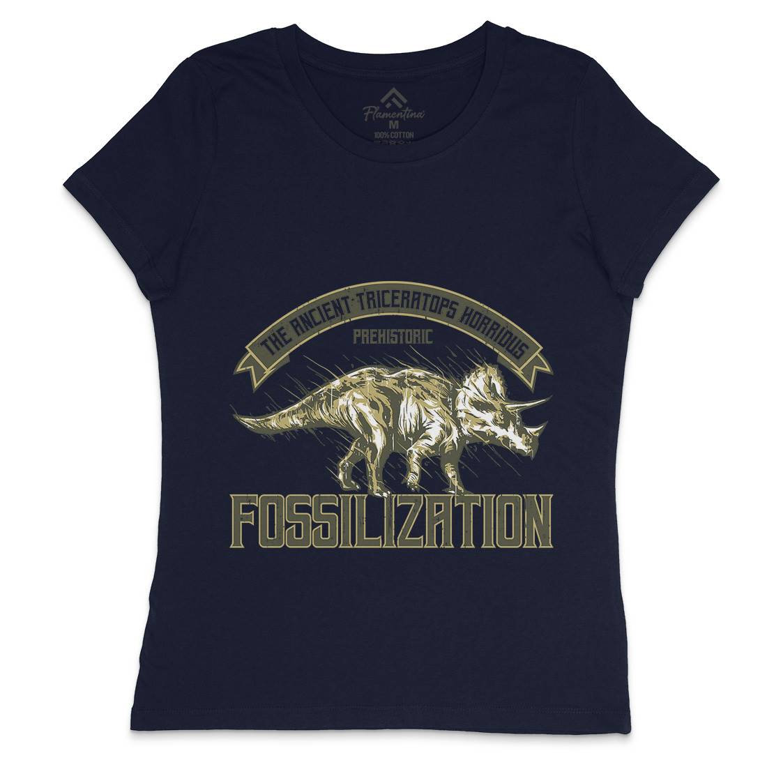 Triceratops Fossil Womens Crew Neck T-Shirt Animals B770