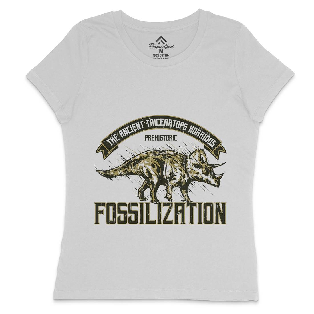 Triceratops Fossil Womens Crew Neck T-Shirt Animals B770