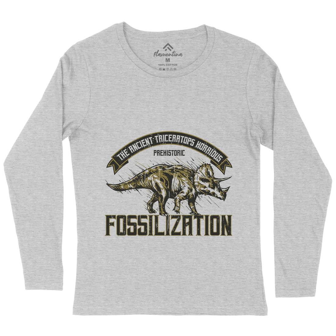 Triceratops Fossil Womens Long Sleeve T-Shirt Animals B770