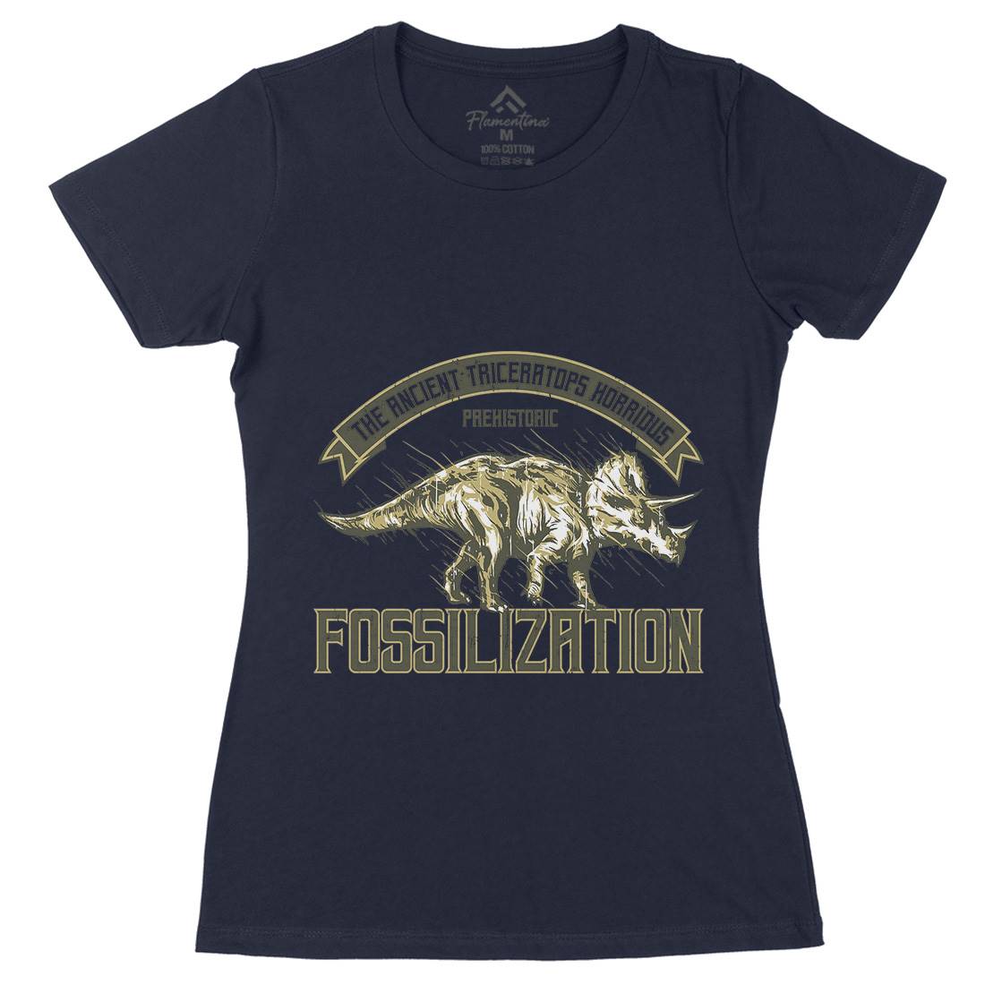 Triceratops Fossil Womens Organic Crew Neck T-Shirt Animals B770