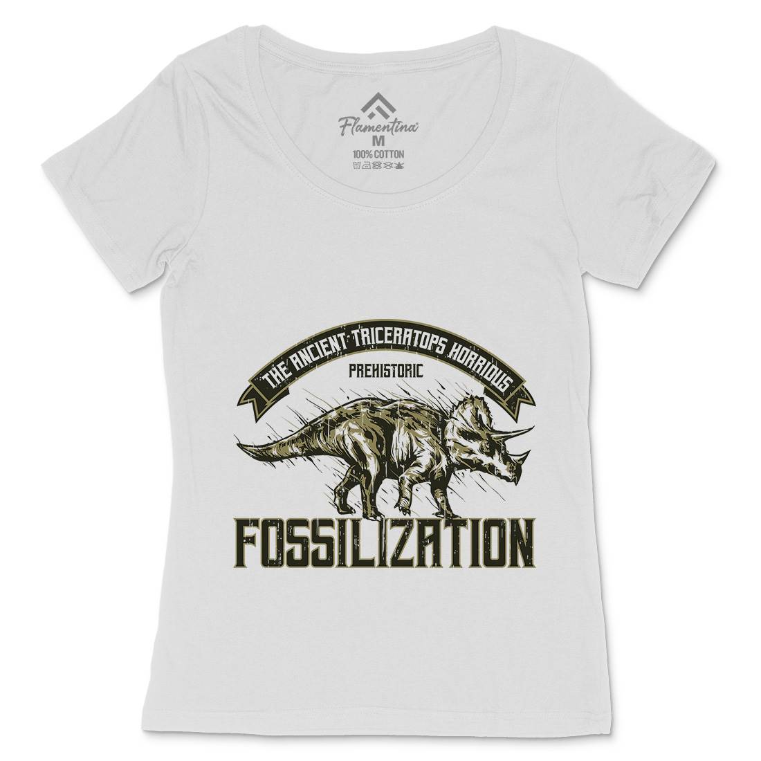 Triceratops Fossil Womens Scoop Neck T-Shirt Animals B770