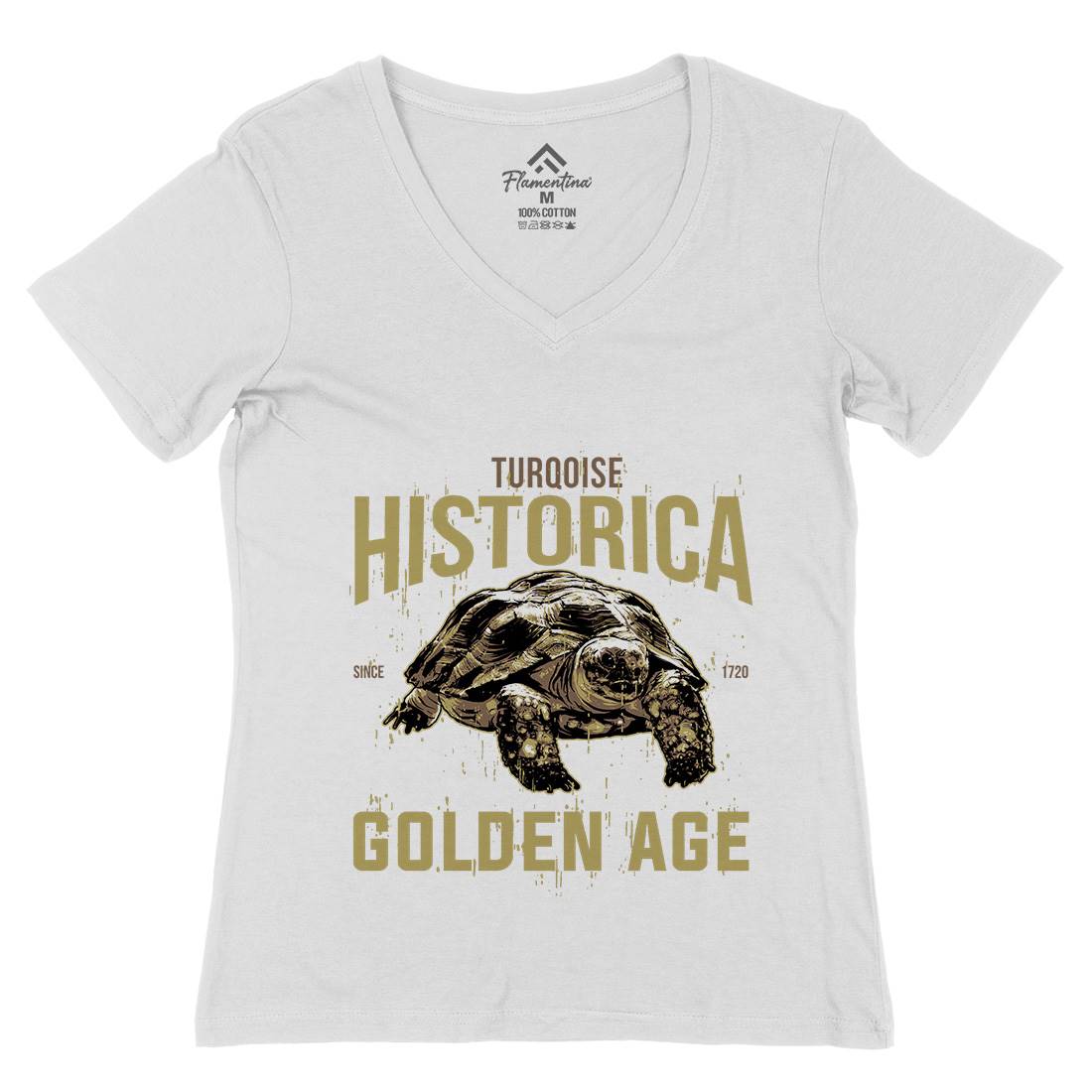 Turtle Age Womens Organic V-Neck T-Shirt Animals B771