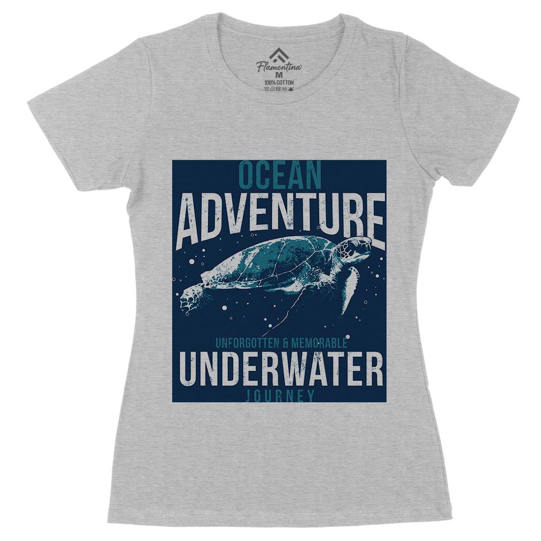 Turtle Journey Womens Organic Crew Neck T-Shirt Animals B772