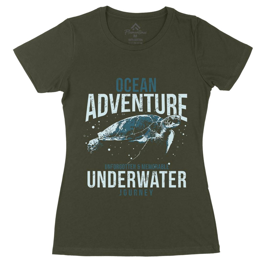 Turtle Journey Womens Organic Crew Neck T-Shirt Animals B772