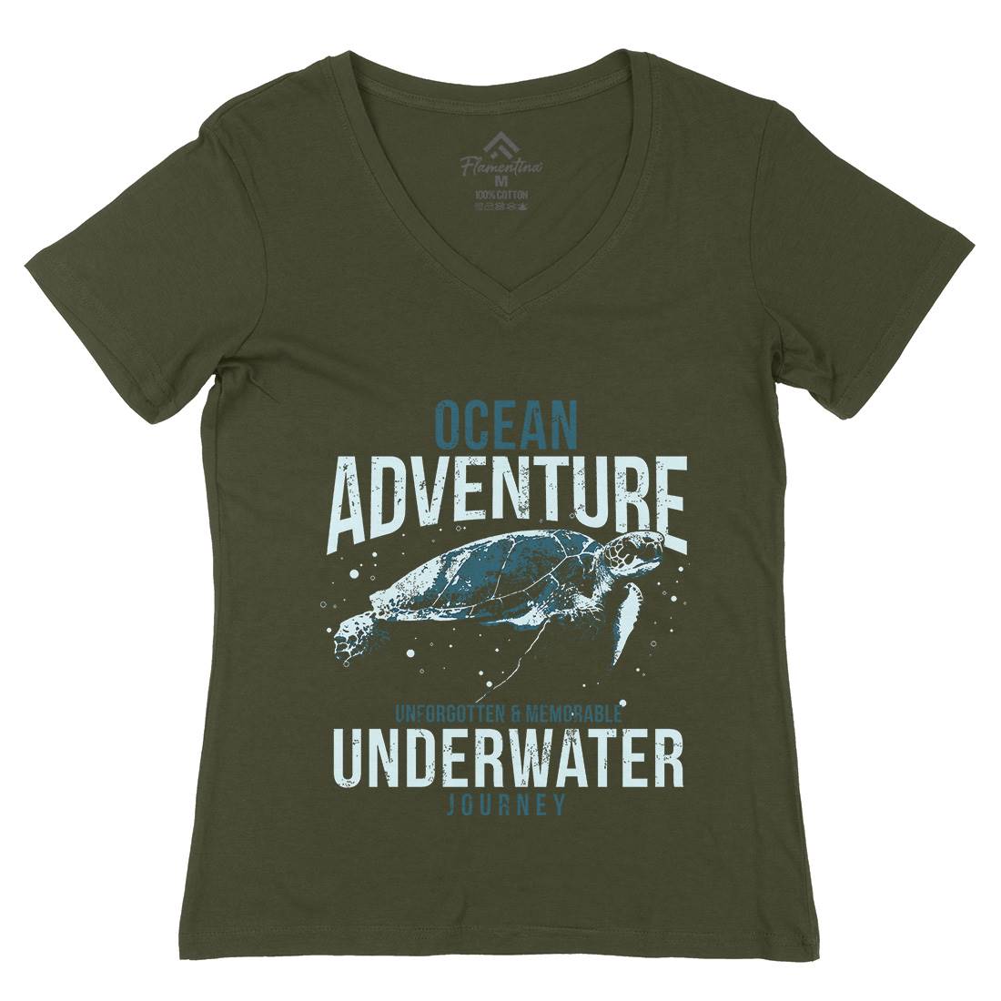 Turtle Journey Womens Organic V-Neck T-Shirt Animals B772