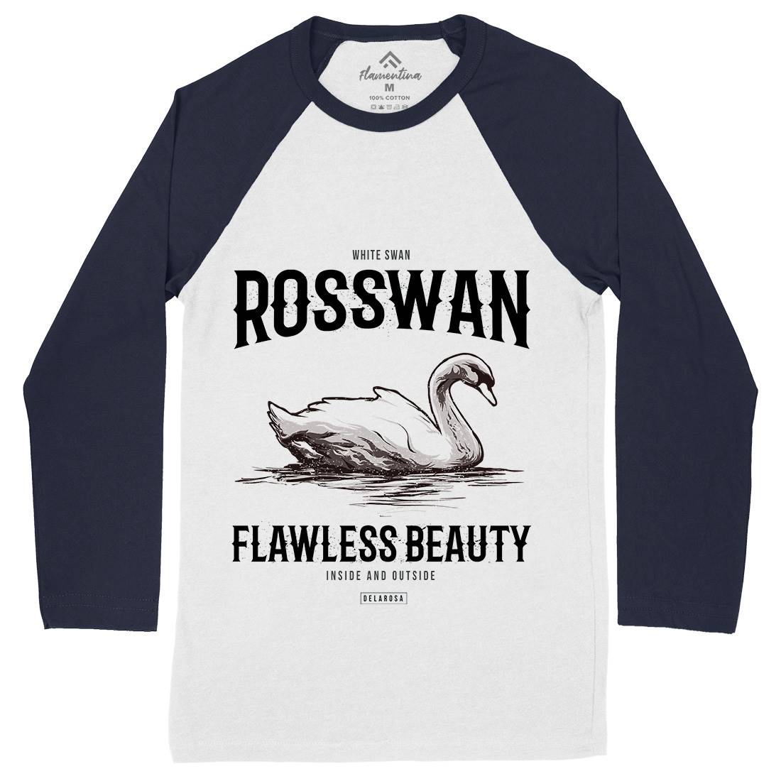 White Swan Mens Long Sleeve Baseball T-Shirt Animals B773