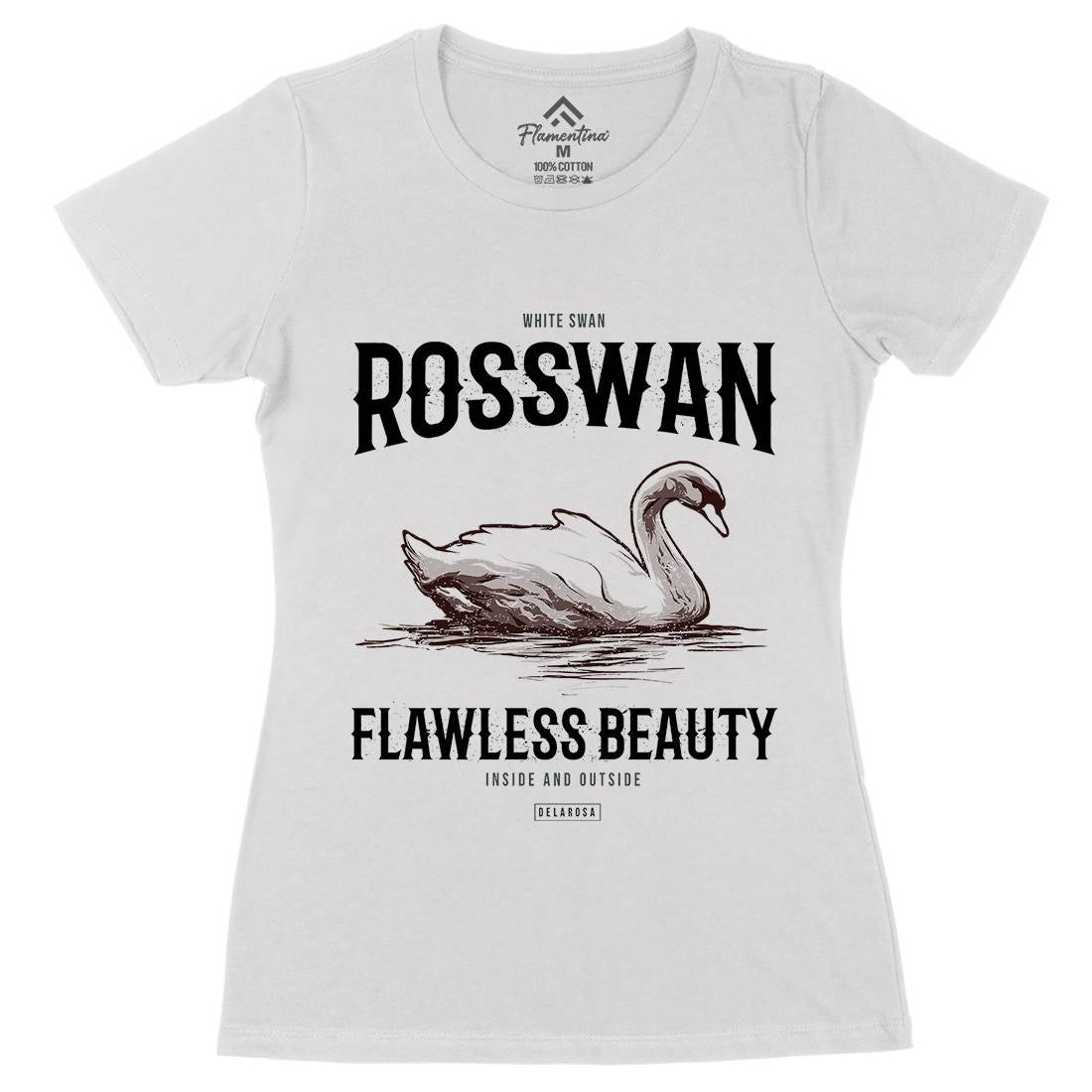 White Swan Womens Organic Crew Neck T-Shirt Animals B773