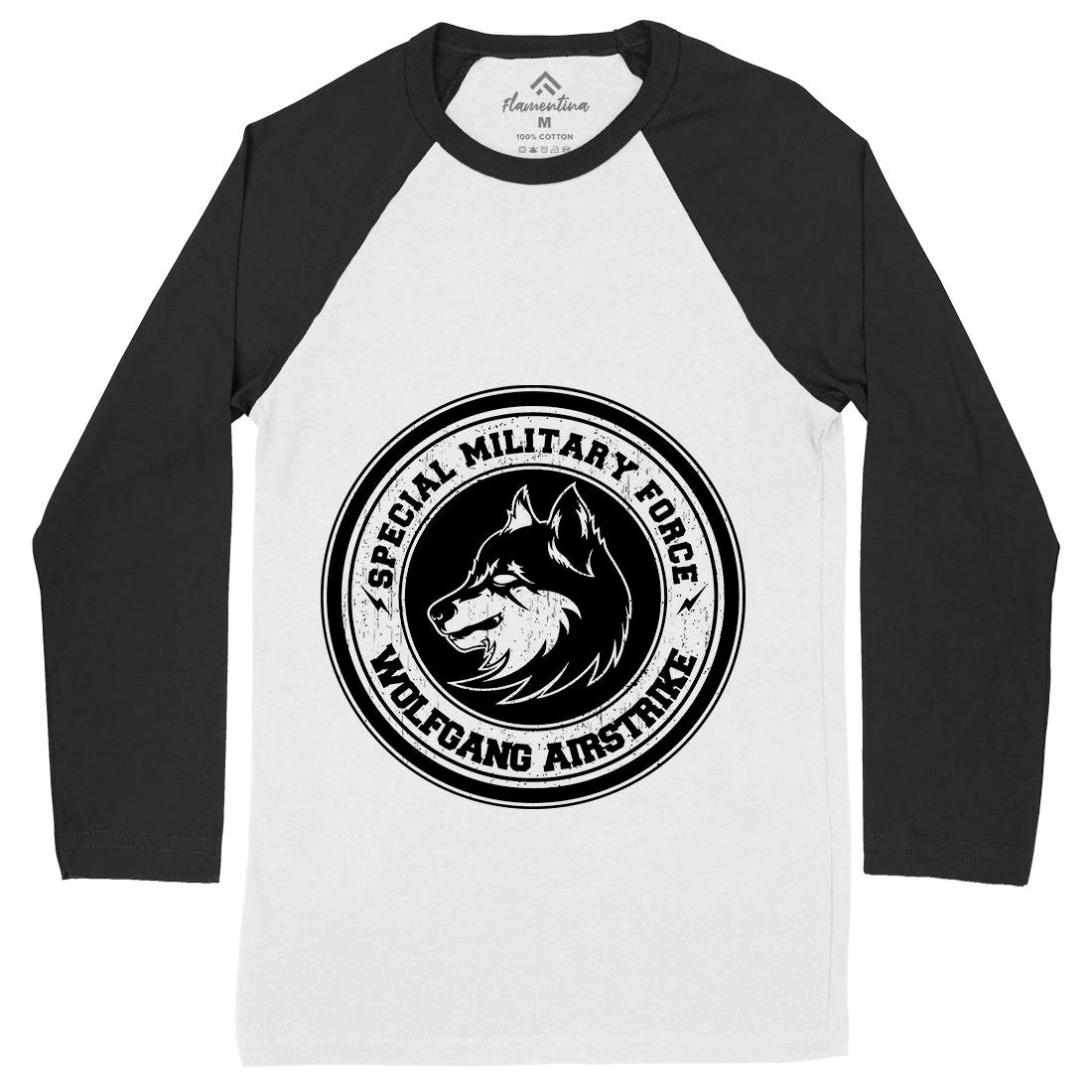 Wolf Mens Long Sleeve Baseball T-Shirt Animals B774