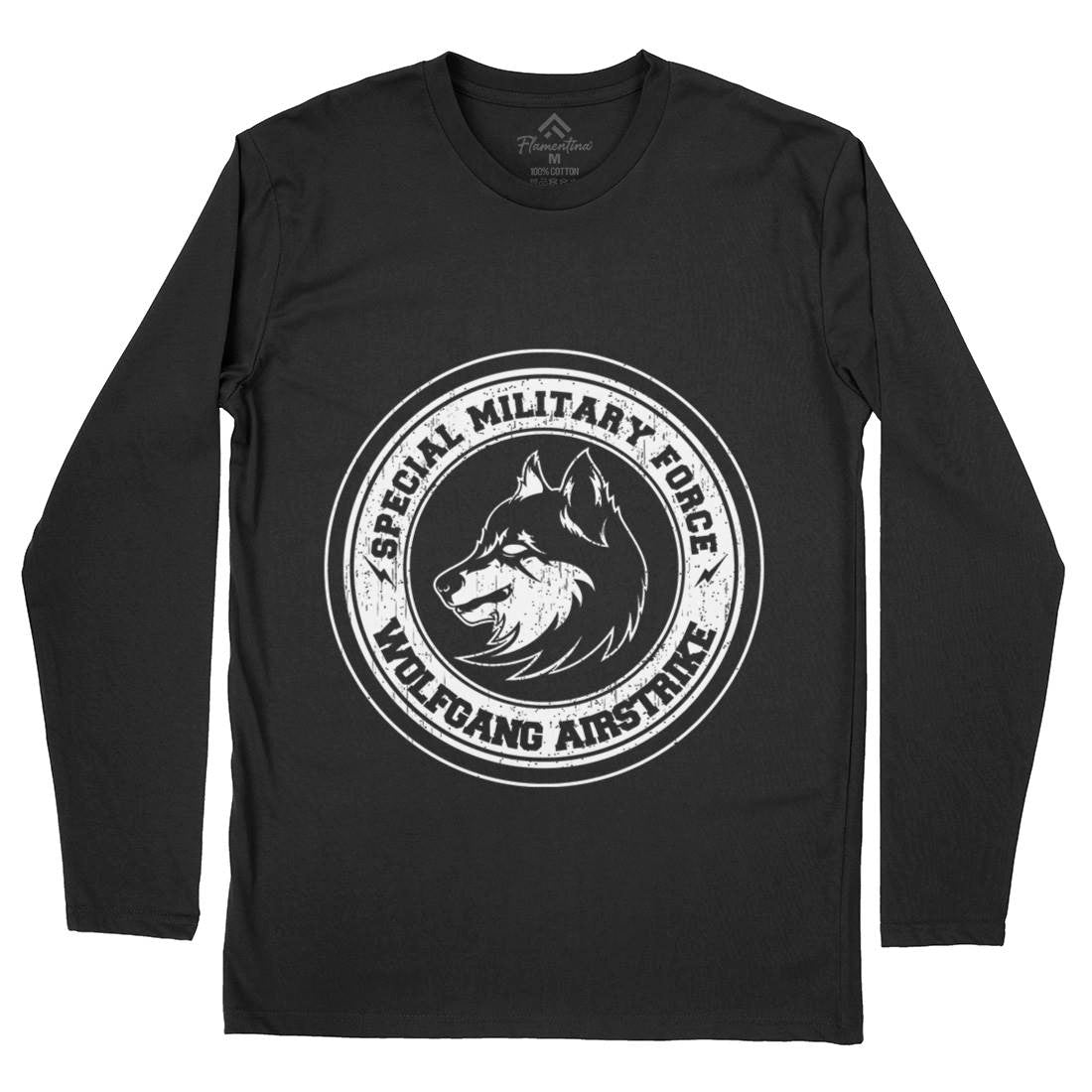 Wolf Mens Long Sleeve T-Shirt Animals B774