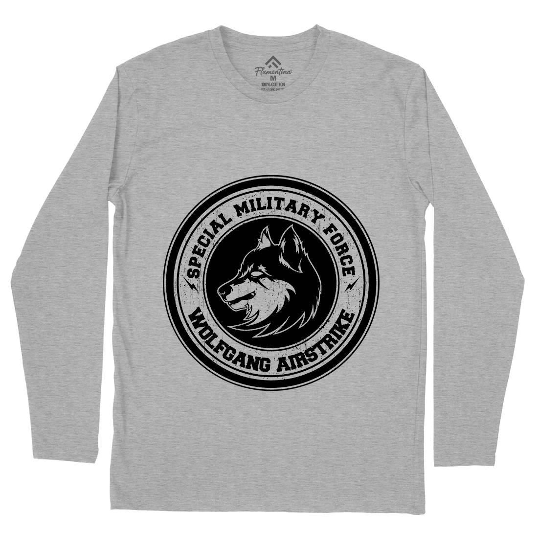 Wolf Mens Long Sleeve T-Shirt Animals B774