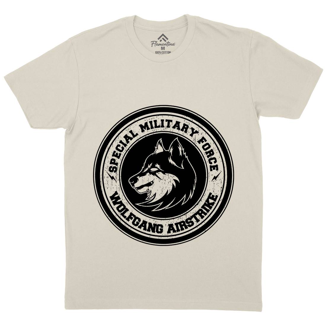 Wolf Mens Organic Crew Neck T-Shirt Animals B774