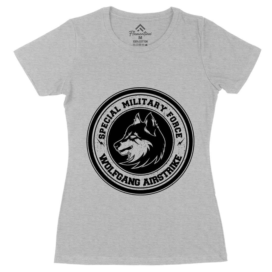 Wolf Womens Organic Crew Neck T-Shirt Animals B774