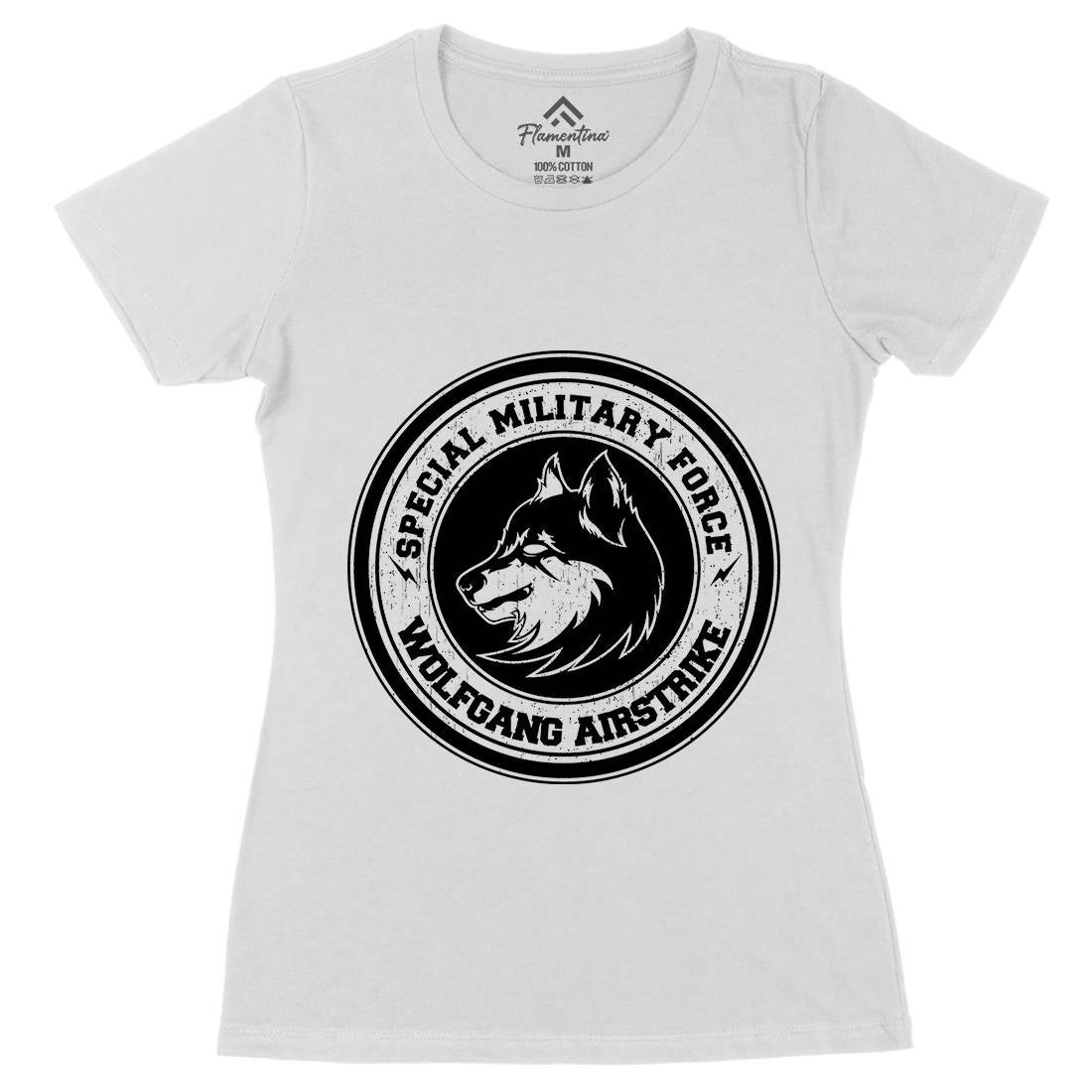 Wolf Womens Organic Crew Neck T-Shirt Animals B774