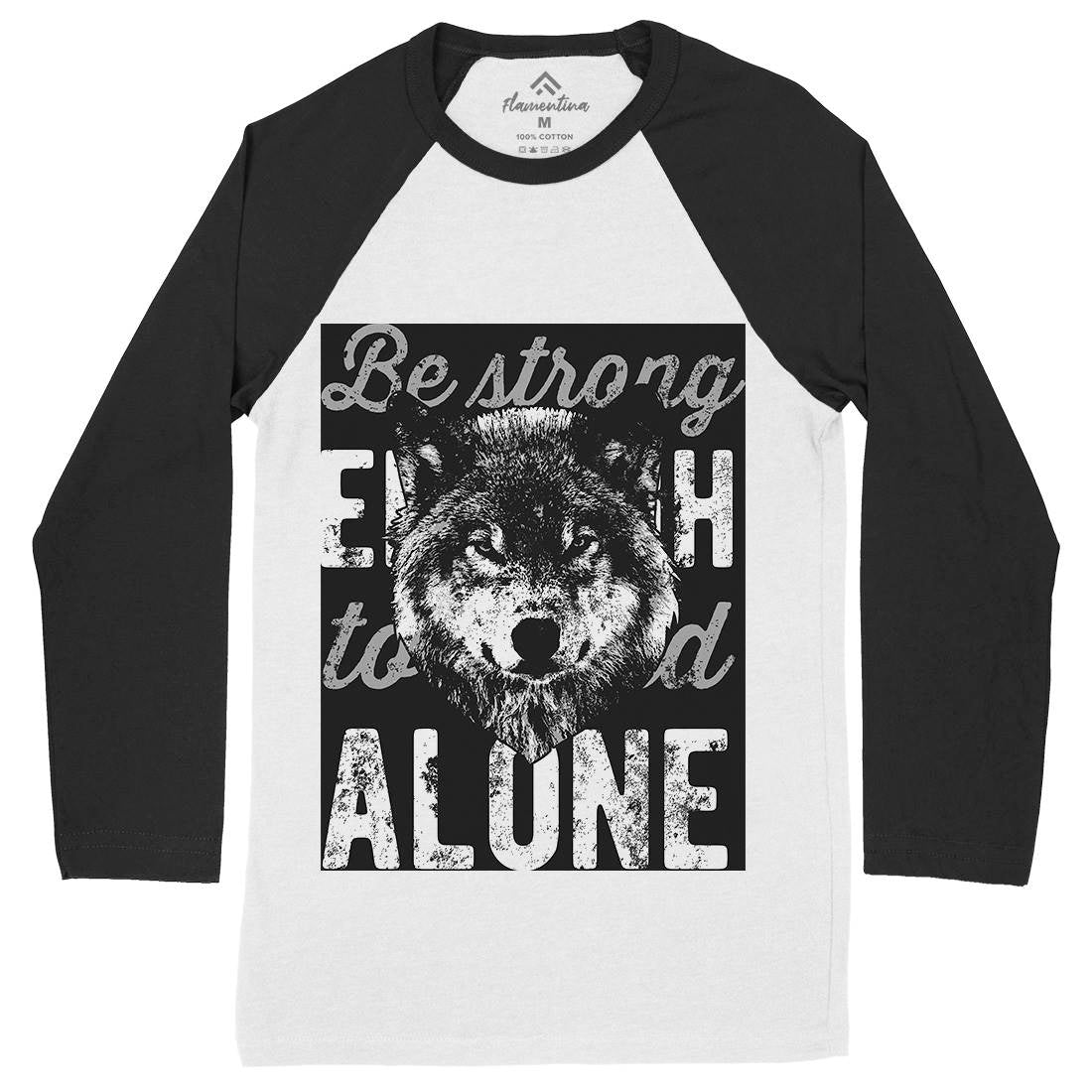 Wolf Alone Mens Long Sleeve Baseball T-Shirt Animals B775