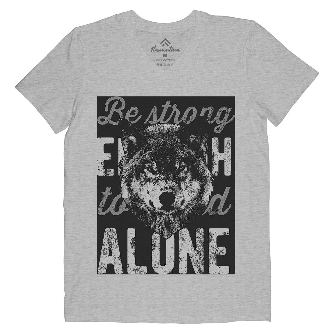 Wolf Alone Mens V-Neck T-Shirt Animals B775