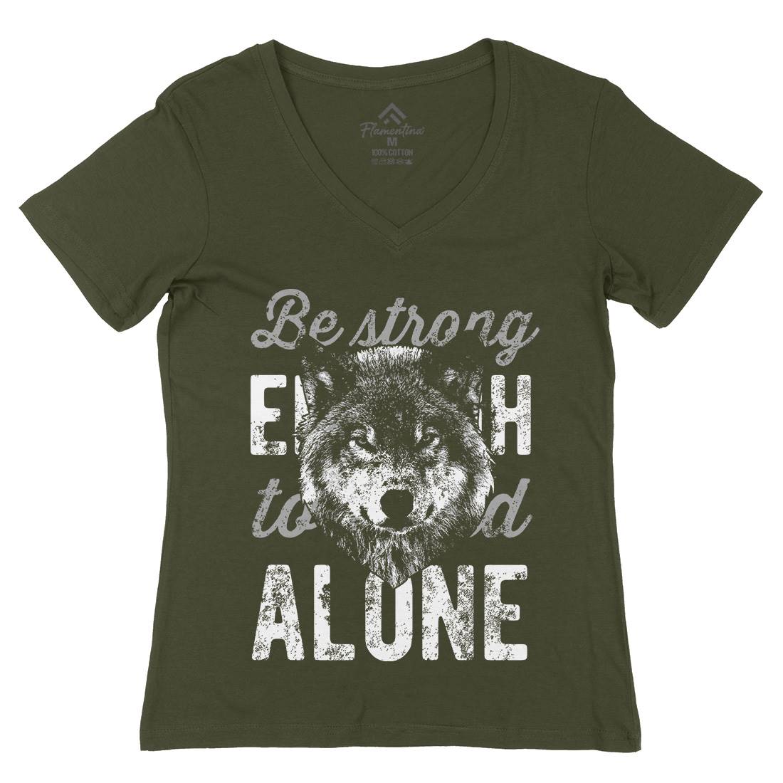 Wolf Alone Womens Organic V-Neck T-Shirt Animals B775