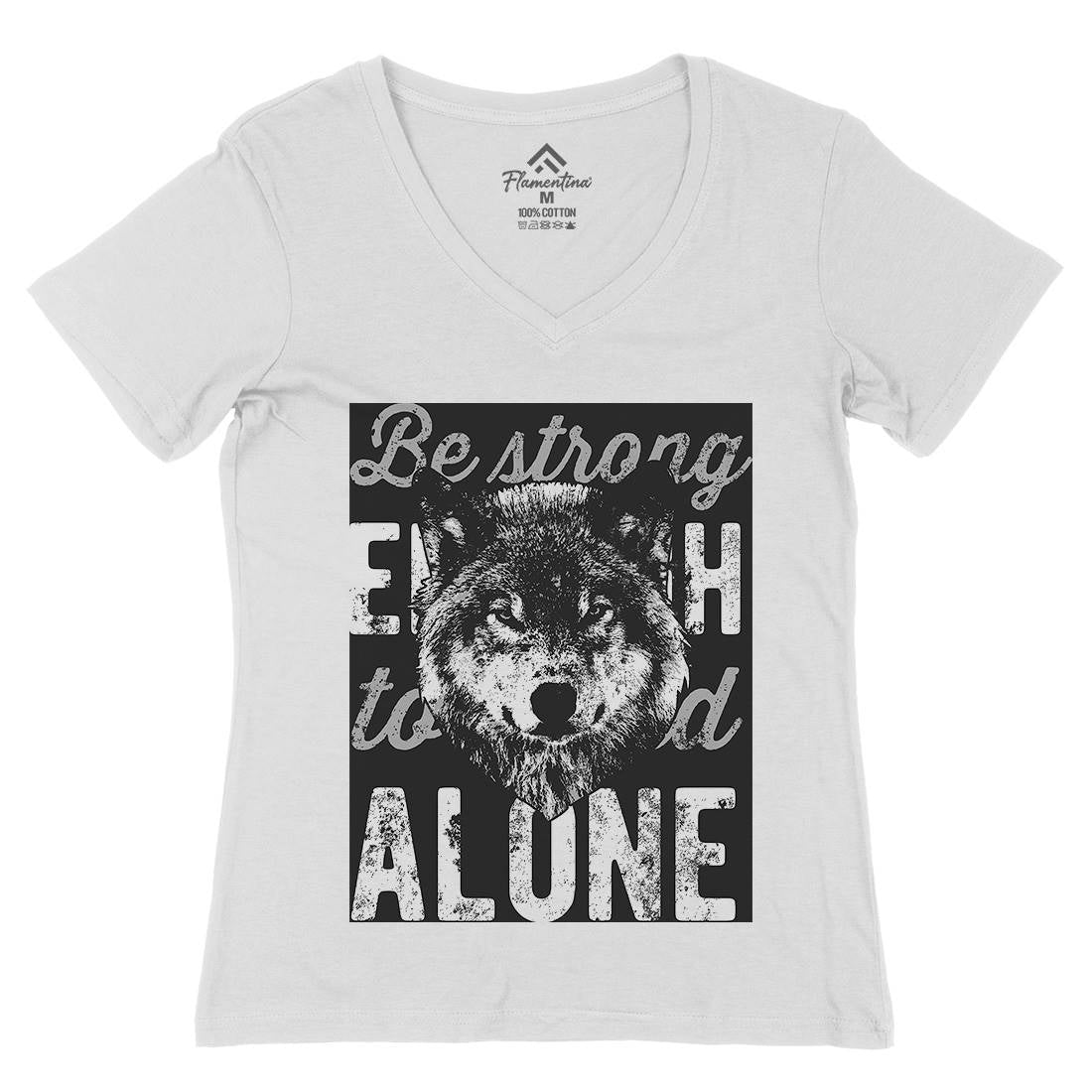 Wolf Alone Womens Organic V-Neck T-Shirt Animals B775