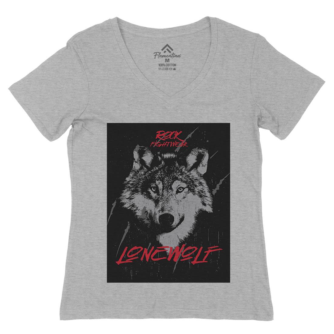 Wolf Fightwear Womens Organic V-Neck T-Shirt Animals B776