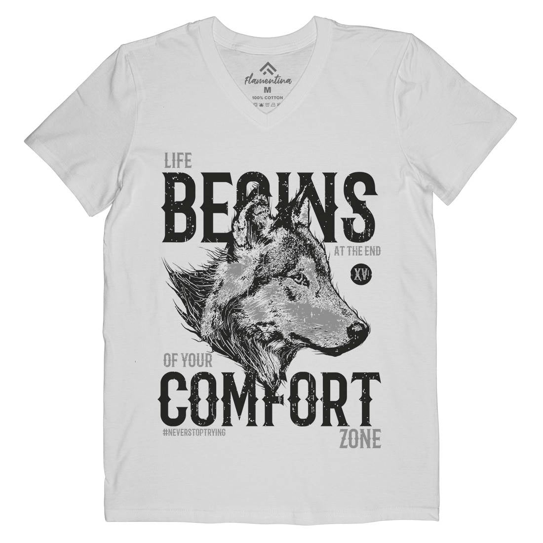 Wolf Life Mens Organic V-Neck T-Shirt Animals B777