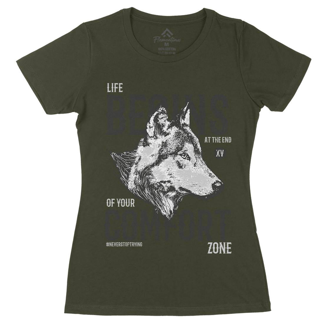 Wolf Life Womens Organic Crew Neck T-Shirt Animals B777