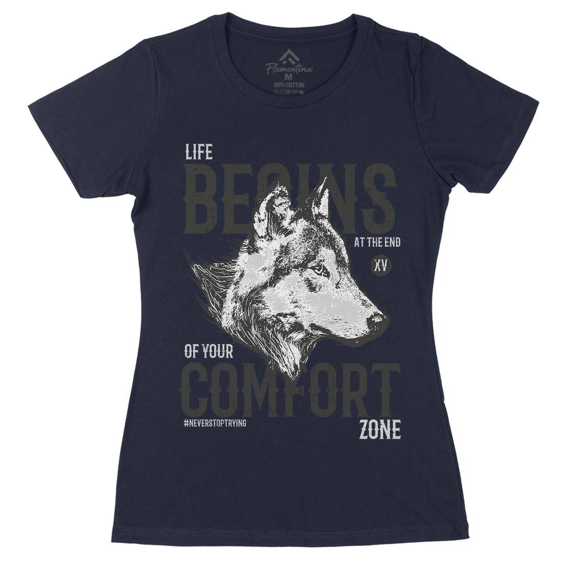 Wolf Life Womens Organic Crew Neck T-Shirt Animals B777