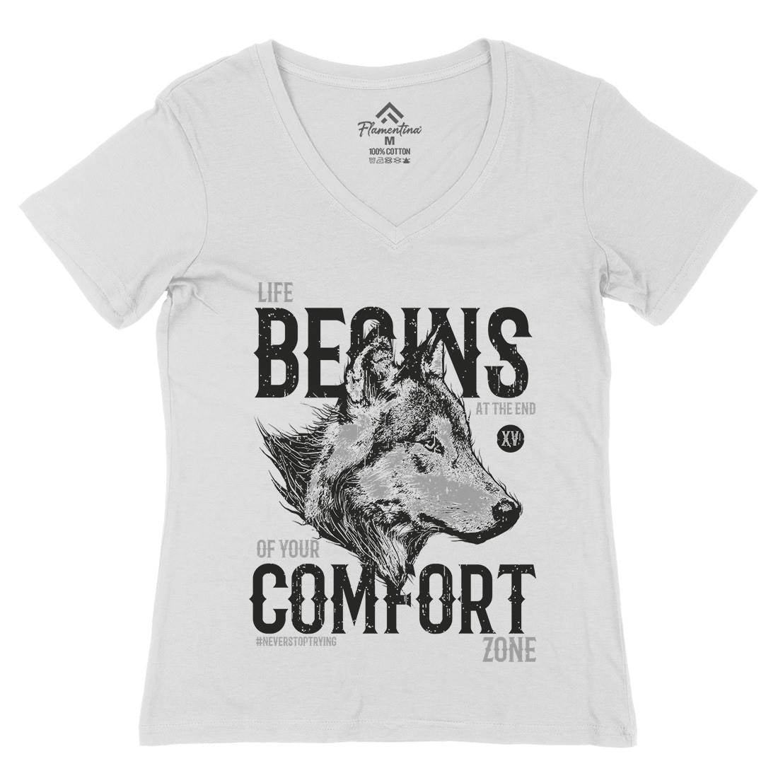 Wolf Life Womens Organic V-Neck T-Shirt Animals B777