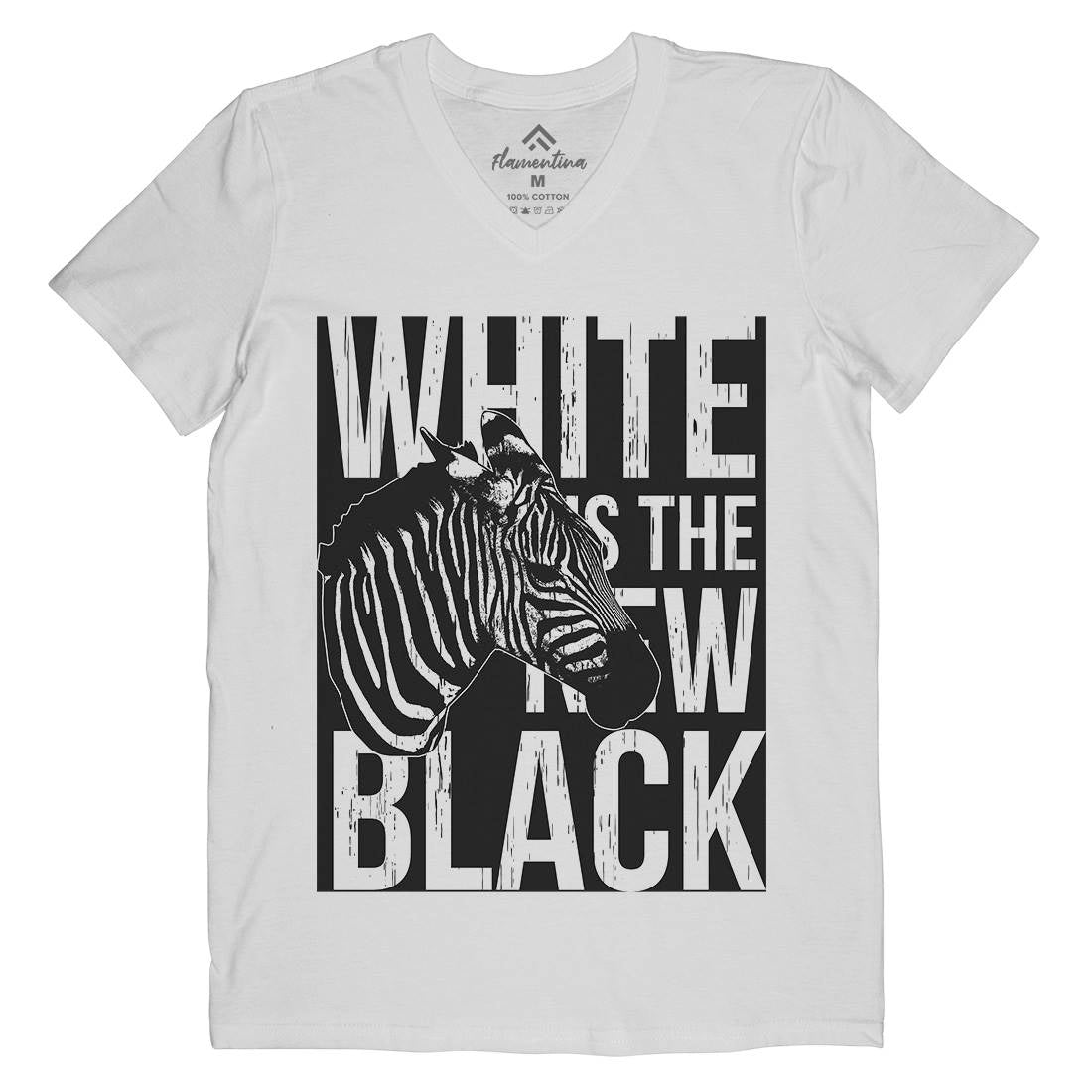 Zebra Mens Organic V-Neck T-Shirt Animals B778