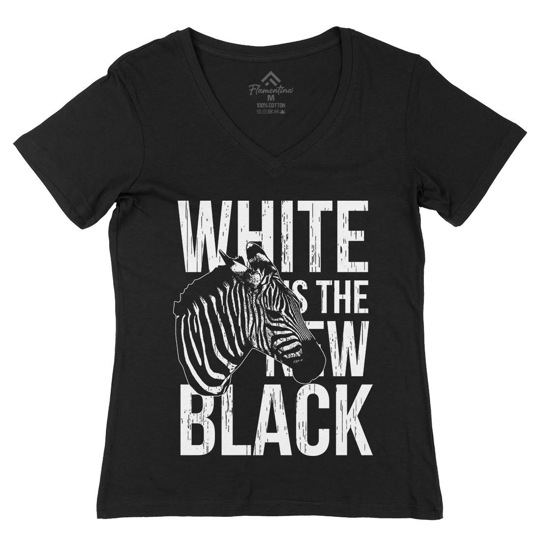 Zebra Womens Organic V-Neck T-Shirt Animals B778