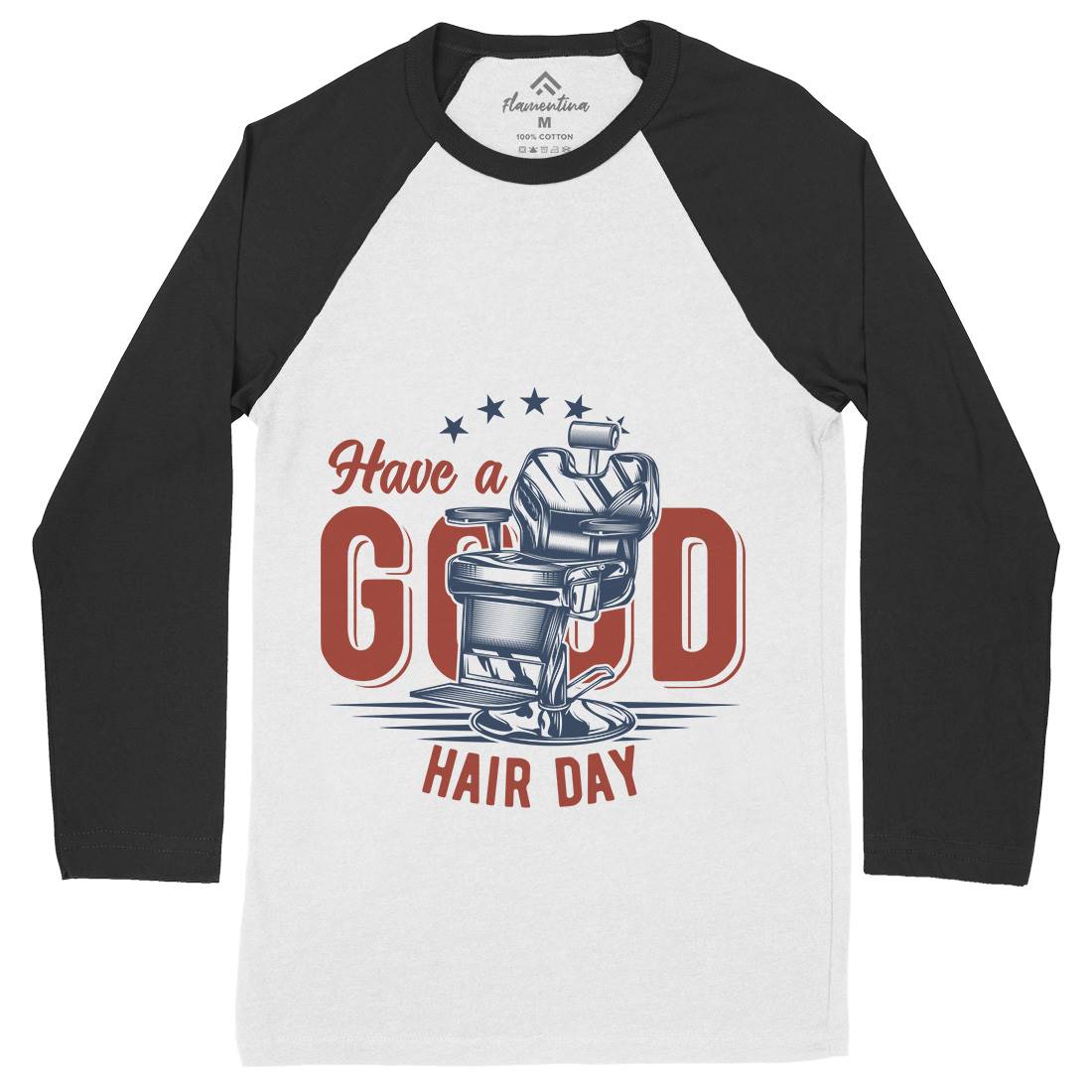 Barbershop Mens Long Sleeve Baseball T-Shirt Barber B781