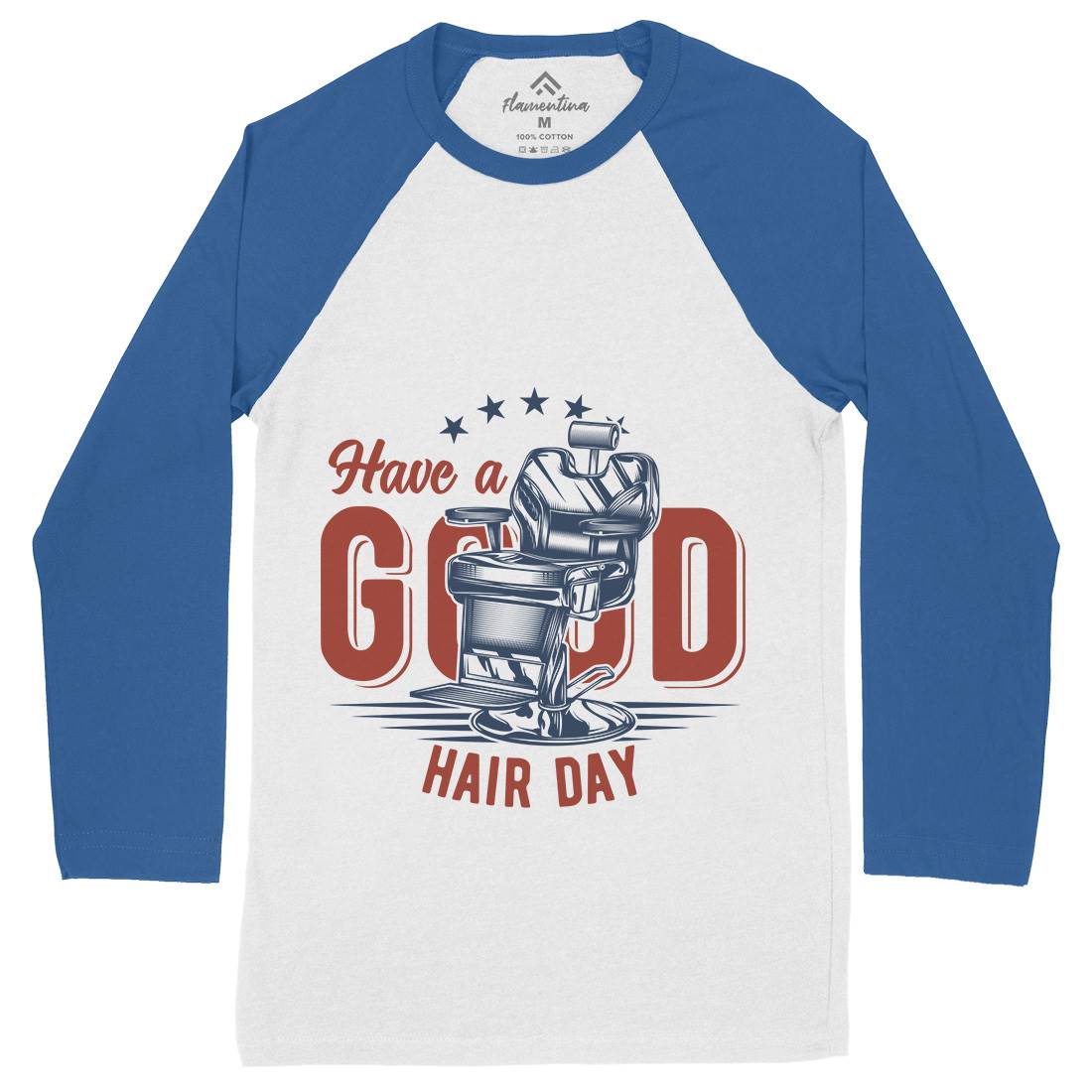 Barbershop Mens Long Sleeve Baseball T-Shirt Barber B781