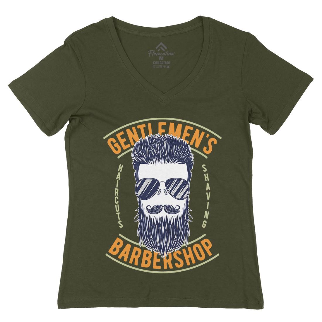 Barbershop Womens Organic V-Neck T-Shirt Barber B782