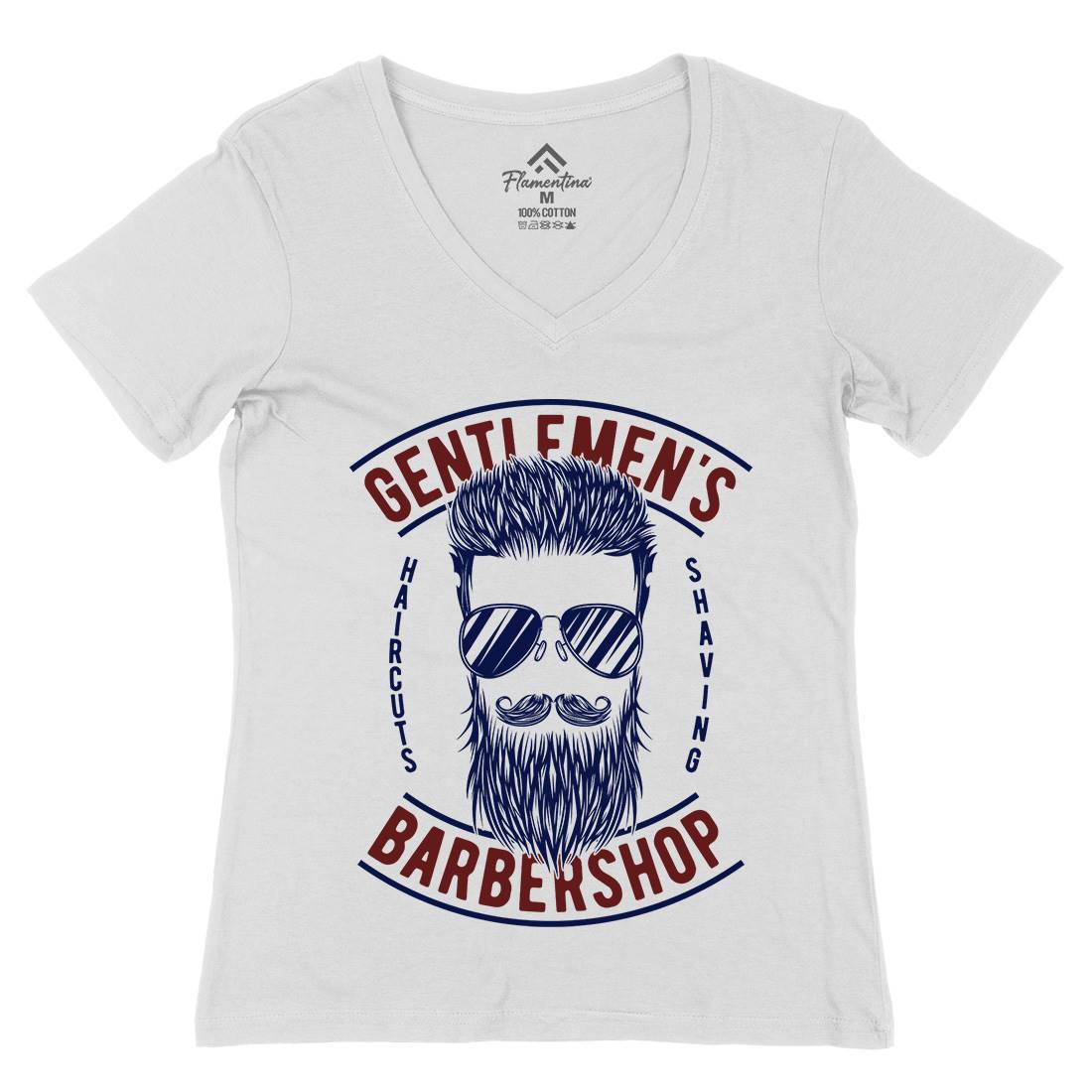 Barbershop Womens Organic V-Neck T-Shirt Barber B782