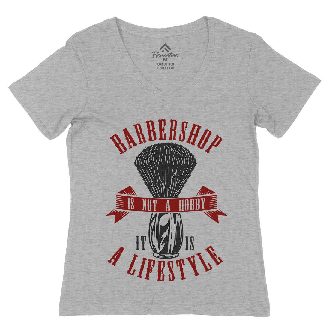 Barbershop Womens Organic V-Neck T-Shirt Barber B786