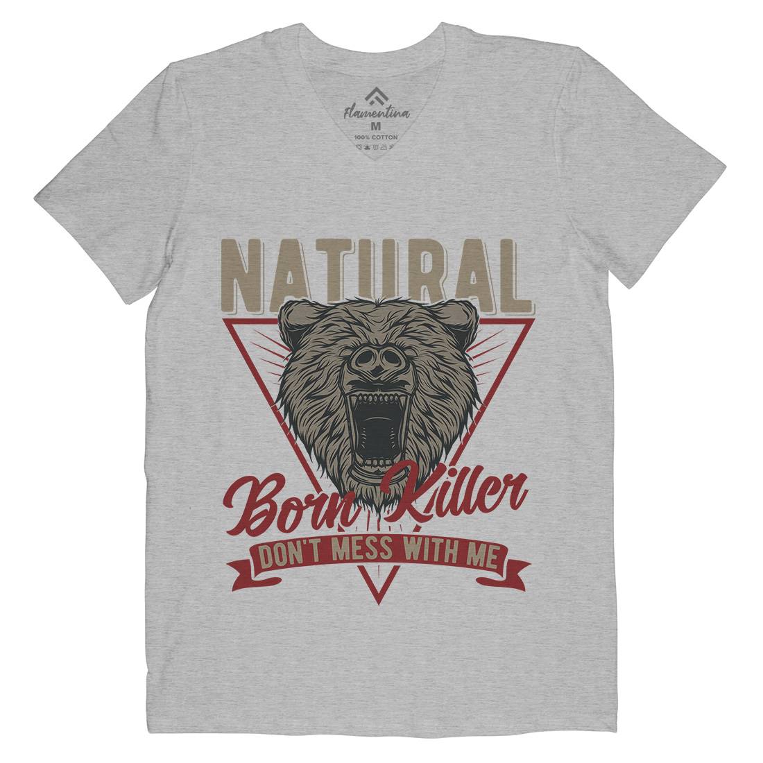 Bear Mens Organic V-Neck T-Shirt Animals B787