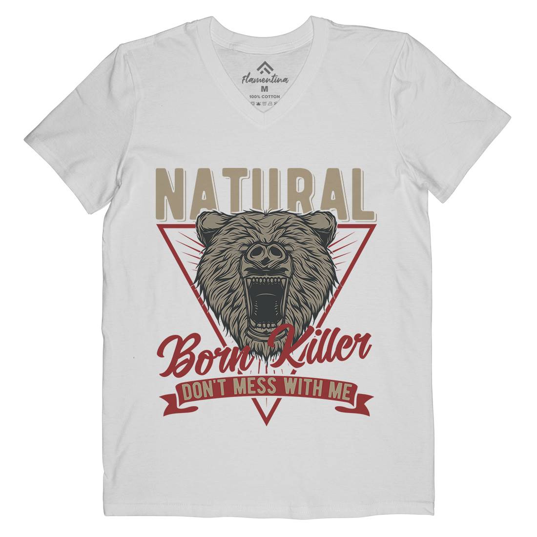 Bear Mens Organic V-Neck T-Shirt Animals B787