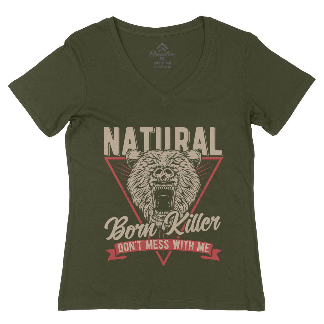 Bear Womens Organic V-Neck T-Shirt Animals B787