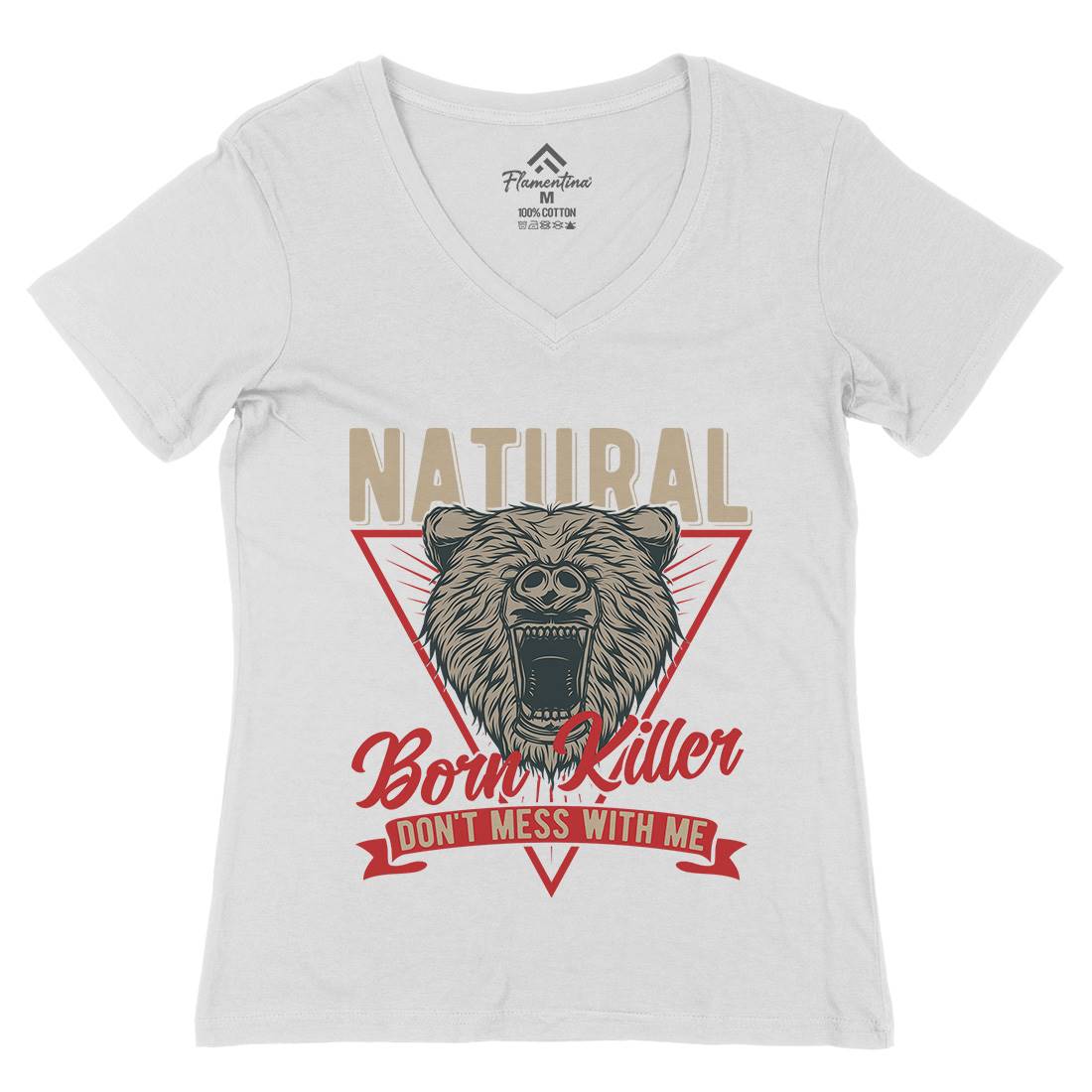 Bear Womens Organic V-Neck T-Shirt Animals B787