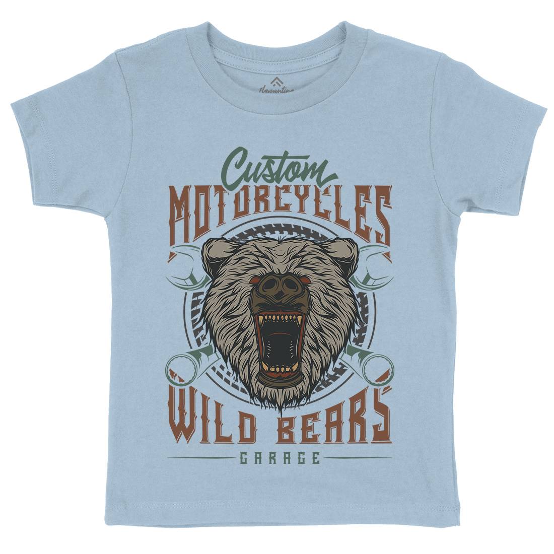 Wild Bears Kids Organic Crew Neck T-Shirt Motorcycles B788