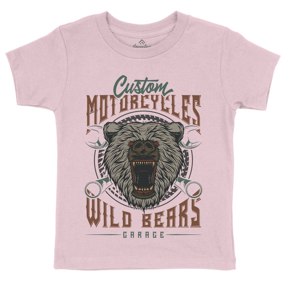 Wild Bears Kids Organic Crew Neck T-Shirt Motorcycles B788